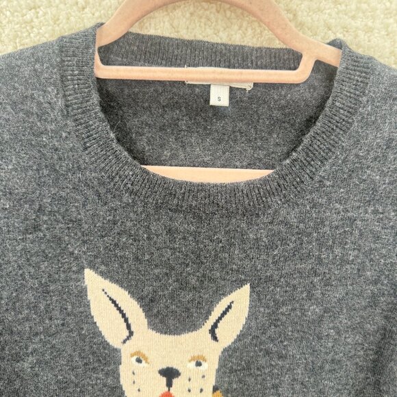 J.Crew Long sleeve Gray Crew Neck Dog Sweater Cashmere blend Size S - Picture 3 of 9